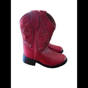 Acme Western Style Genuine Red Leather Childrens Boots Size 4